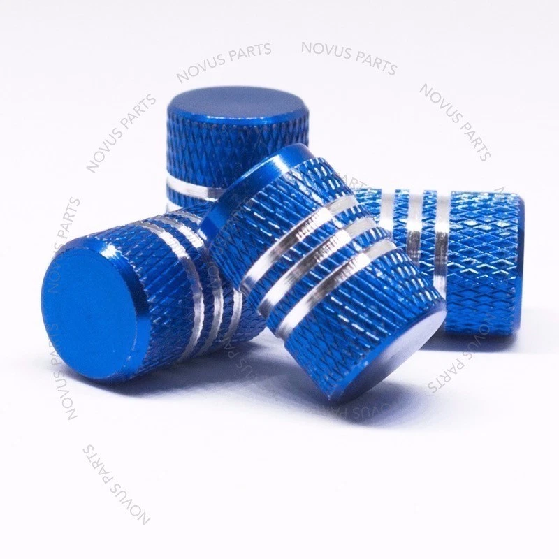 Tapa de válvula de neumático de llanta 4 piezas azul con líneas cromadas para Porsche 911 Boxster Cayenne Foto 2 de 4