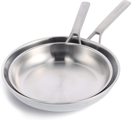 Tri-Ply Set Di Padelle, 2 Pezzi, 26Cm & 30Cm, a Induzione in Acciaio Inox, Multi - Foto 10 di 12