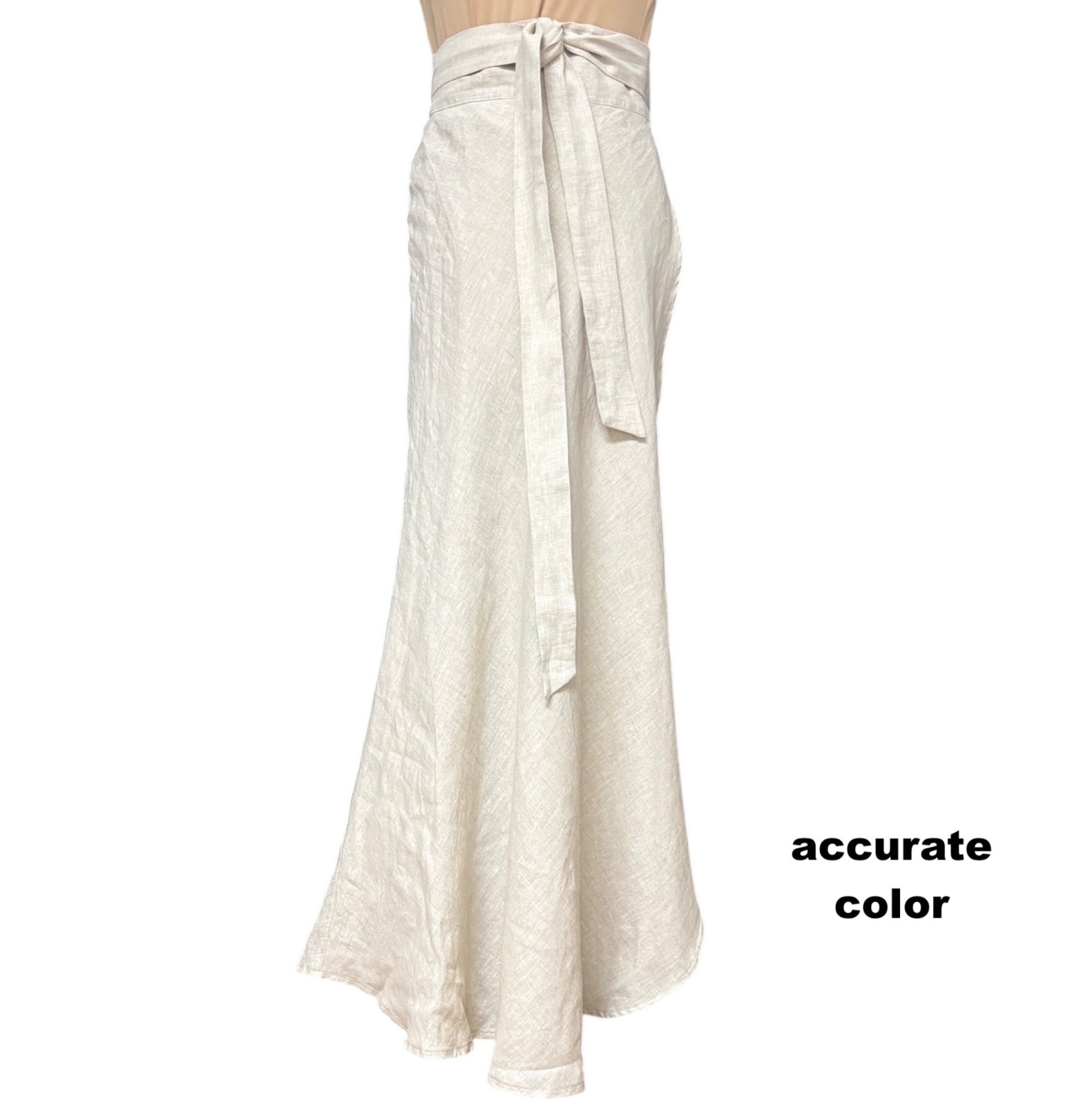 skirt THIRD by CEE S long beige linen wrap unlined no pockets minimalist capsule-image