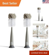 Soft Nylon Sponge Bottle Brush Set - 2 Pack, Ideal for Glass and Plastic Bottles