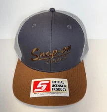 NEW Snap On Tools Hat Baseball Cap Brown Gray Snapback Mesh Vintage Logo