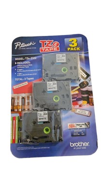P-Touch TZe Tape White Label TZe-2322 3 Pack Cartridges 12mm OEM Factory Sealed