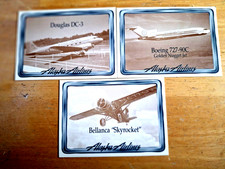 ALASKA AIRLINES 3 Trade Cards  Douglas DC-3 Boeing 727 BELLANCA Skyrocket