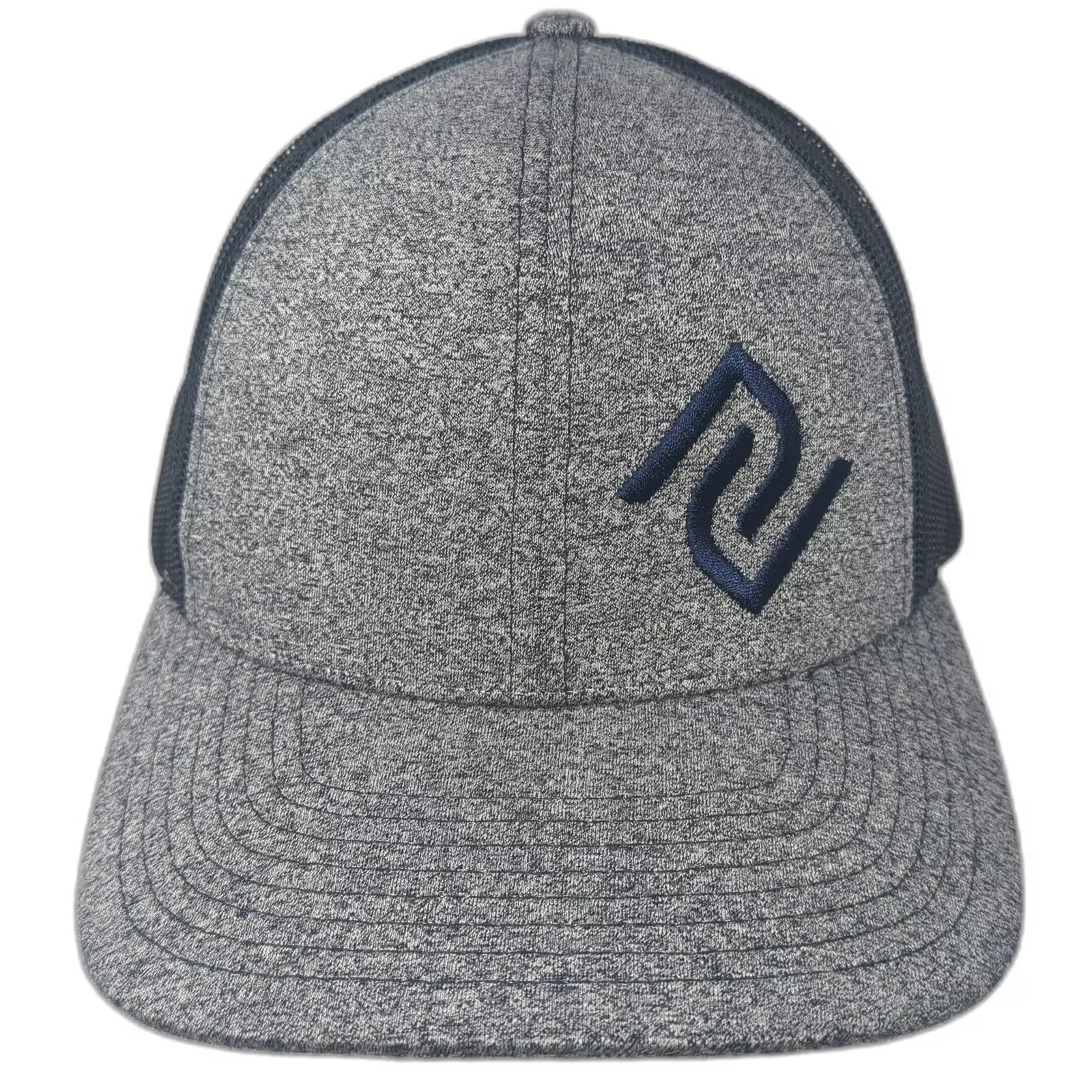 Richardson Trucker Hat Gray Blue Snapback Size L Heathered Mesh Embroidered