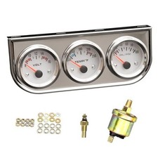 2    52mm Triple Gauge Set  Oil Pressure Water Temp Voltmeter  3 in 1 Gauge Kit