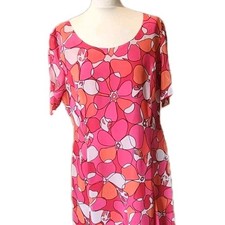 Gray & Osbourn Size 18 Dress Pink Orange White Print Summer Dress