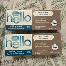 ~2~ hello Smiling Shark Fluoride Free Natural Toothpaste Fruit Punch 4.2oz 3/27