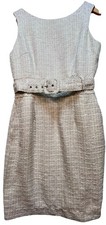 Banana Republic Womens Career Tweed Belted Sheath Dress Size 8 Light Beige