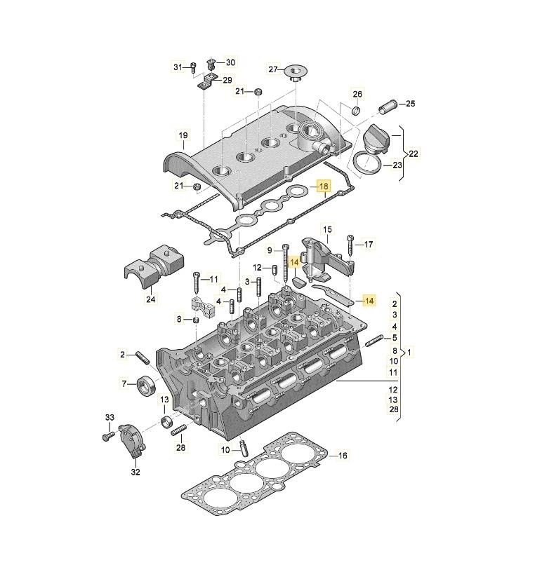 Rocker Cover and Chain Tensioner Gaskets VW Beetle Turbo Elring New 1.8