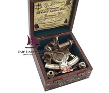 ZAIN Maritimer Messing Sextant Kompass in mit Holzbox personalisiert Vater Ge...
