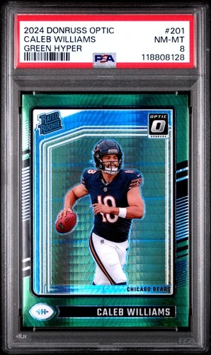2024 PANINI DONRUSS OPTIC GREEN HYPER #201 CALEB WILLIAMS ROOKIE RC PSA 8