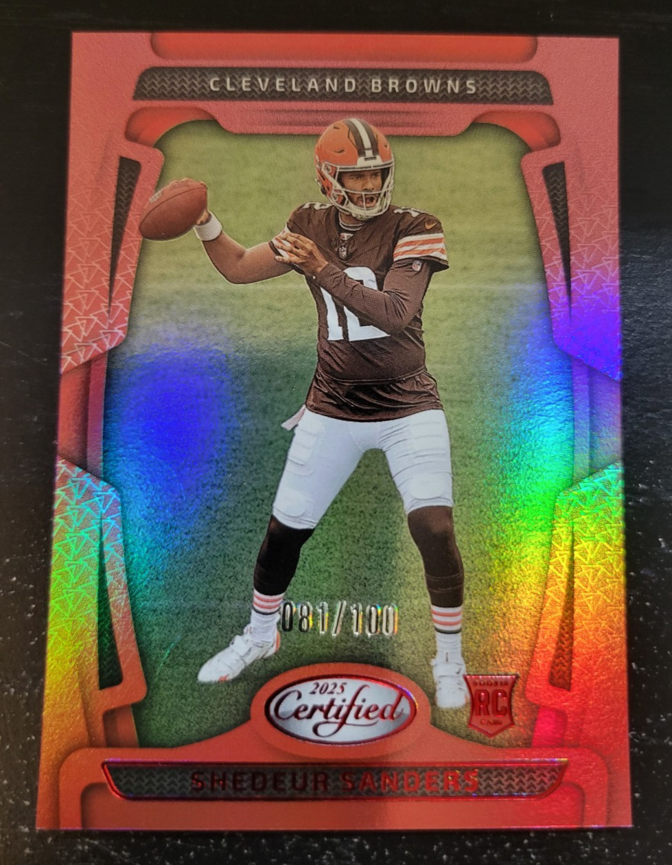 2025 Panini Certified  - Shedeur Sanders  R/C - Mirror Red  #101    SN 081 /100