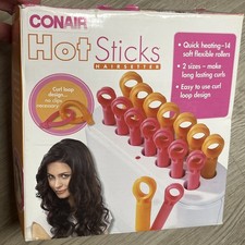 CONAIR HOT STICKS HAIRSETTER PINK  ORANGE 14 FLEXIBLE ROLLERS CURLERS