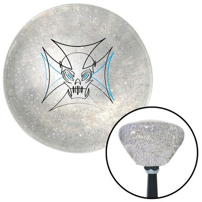 Black and Blue Pinstripe Skull 2 Clear Retro Metal Flake Shift Knob M16x1.5 Auto