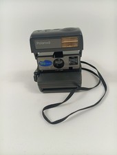 Vintage Polaroid One Step Talking Flash Camera 600 Black W/Strap TESTED WORKING