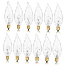 E12 Incandescent Light Bulbs 40Watt Warm White 2700K, 300 Lumens 40W-12Pack