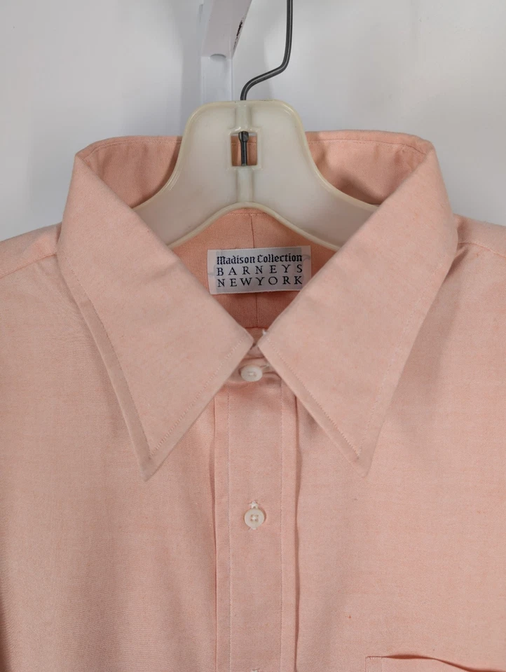 Camisa de Vestir Barney's New York Vintage Años 90 Salmón Nuevo de Lote Antiguo 16.5 | 35 EE. UU. Algodón Oxford Foto 2 de 4
