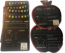 Lot of 6 First and Last Day of School Chalkboards 2 Apple  4 Square New