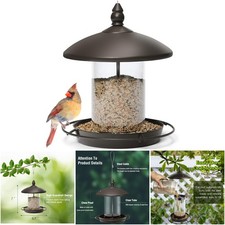 Metal Roof Bird Feeder Chew Proof Bronze Outdoor Hanging Wild Seeds