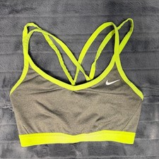 Nike Indy Light Support Sports Bra Grey Neon Yellow AT4290-091 Womens Large
