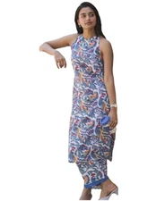 GoSriKi Women's Rayon Blend Straight Block Printed Kurta with Pant