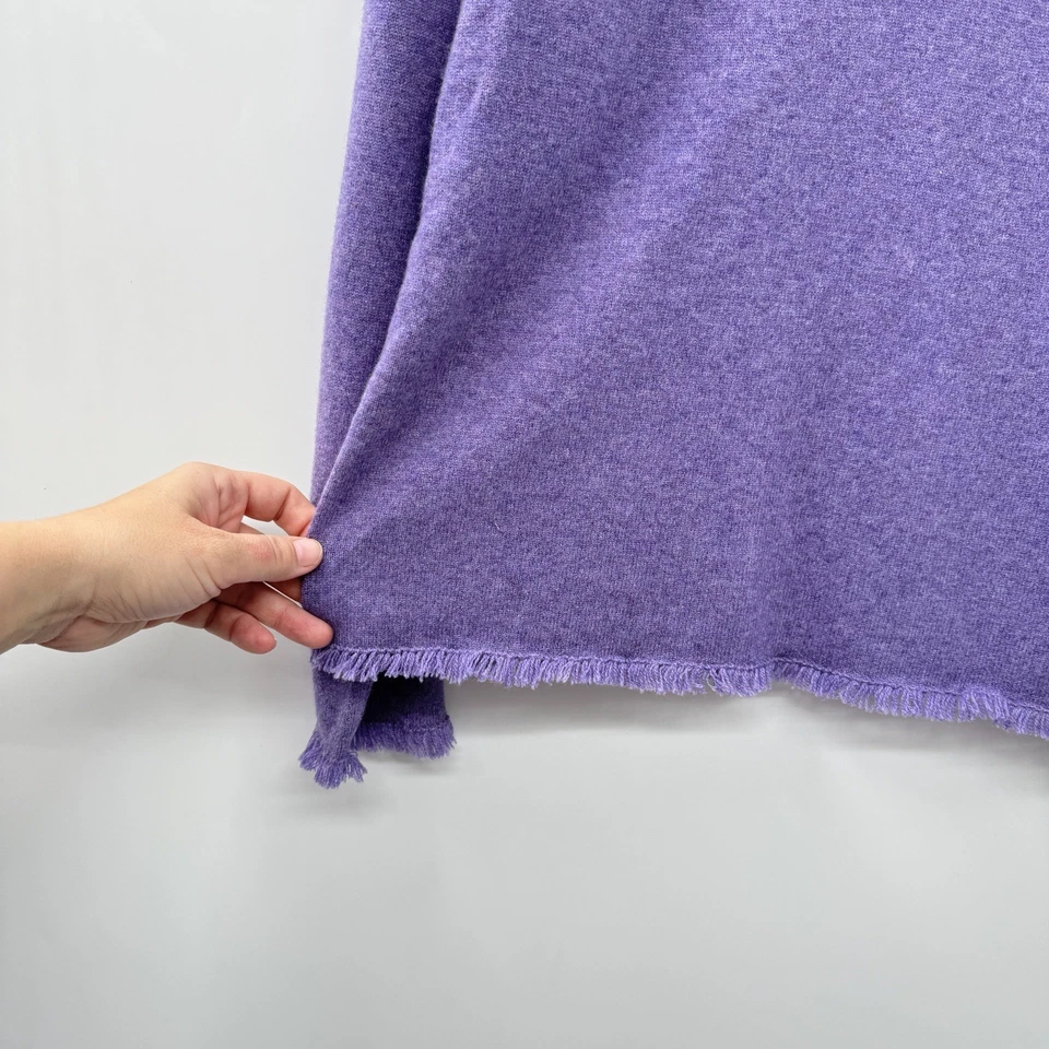 Suéter Peck & Peck 100% cashmere gola V tamanho XL urze roxo franja acabamento preppy - Imagem 4 de 4