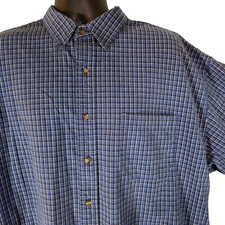 Eddie Bauer Blue Plaid Button Down Shirt Long Sleeve Cotton Casual Mens XXL
