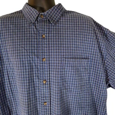 Eddie Bauer Blue Plaid Button Down Shirt Long Sleeve Cotton Casual Mens XXL