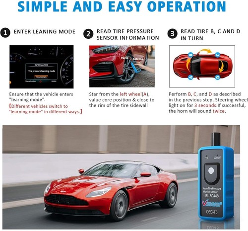 TPMS Relearn Tool, Strumento di attivazione sensore monitor pressione pneumatici OEC-T5 per GM... - Foto 4 di 5