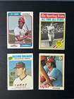 (4) Vintage Baseball Cards 1974-1978:  Lou Brock, Babe Ruth, Nolan Ryan, Rose