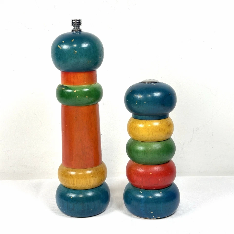 Olde Thompson Трехцветная Деревянная Мельница для Перца Цветная Винтажная США ЧИТАЙТЕ - Изображение 4 из 4