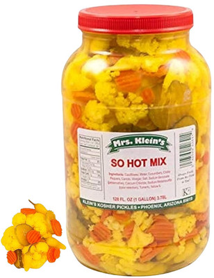 SO HOT MIX - Spicy Pickled Cauliflower Florets, Carrots, Pickles & Yellow Hot Ch