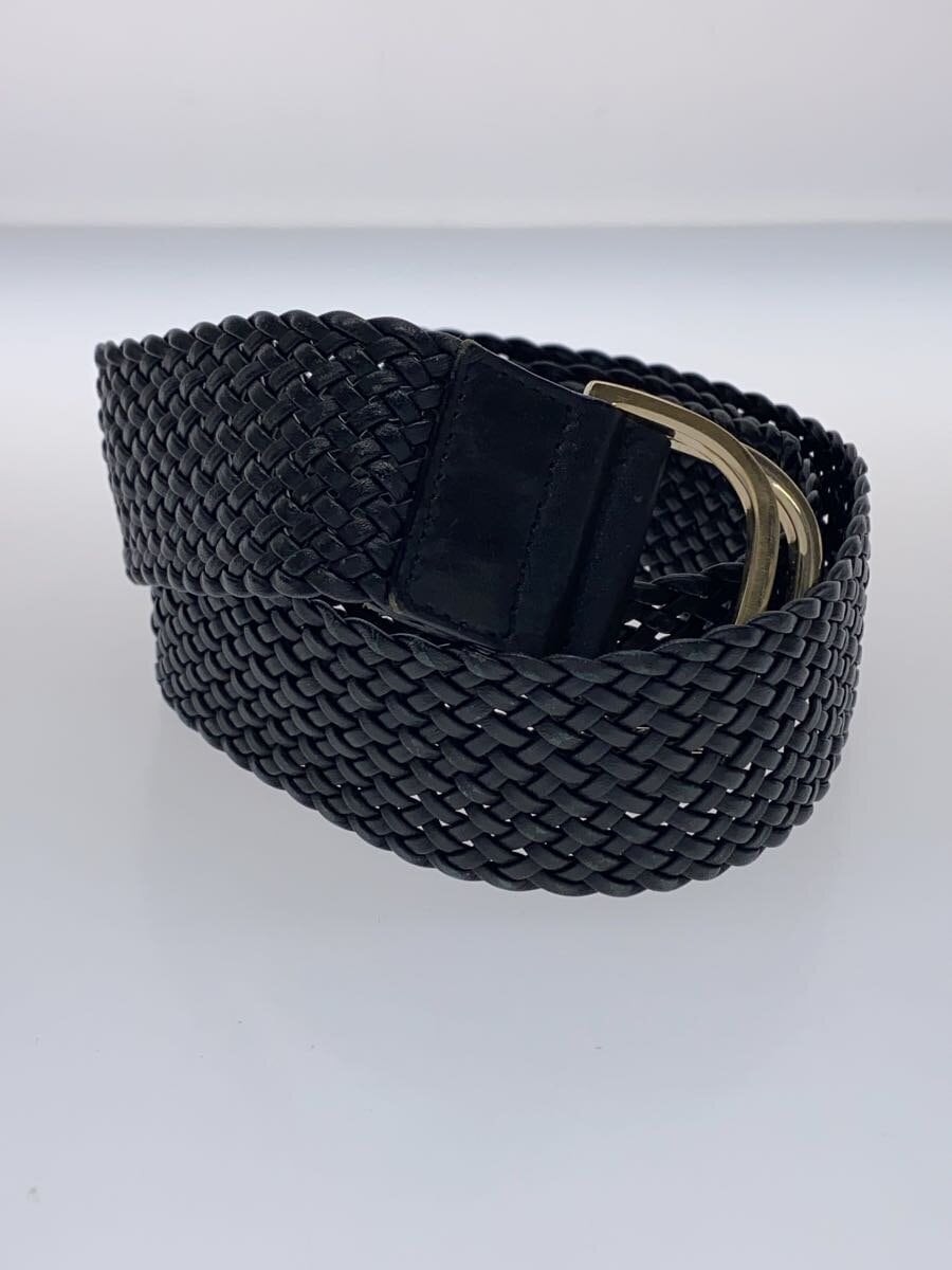 GUCCI Black Leather Double Ring Mesh Belt for Women Size 80