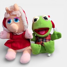 Baby Kermit The Frog And Baby Miss Piggy Christmas Plush Toys 1987 with Tags