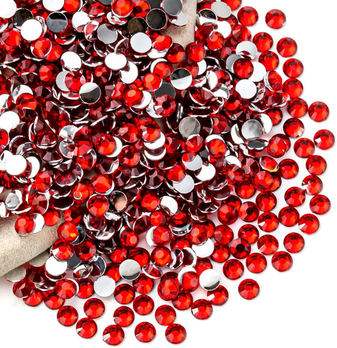Red Rhinestones Bulk, 5000PCS Flat Back round Jelly AB Rhinestones Non ...