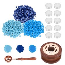 Wax Seal Kit, 300 Wax Beads, Candles, Bright Blue/Sapphire Blue/Tile Blue