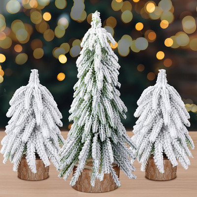 3 Pcs Snow Tabletop Christmas Trees,2 Size Snow Flocked Mini Tabletop Pine Trees