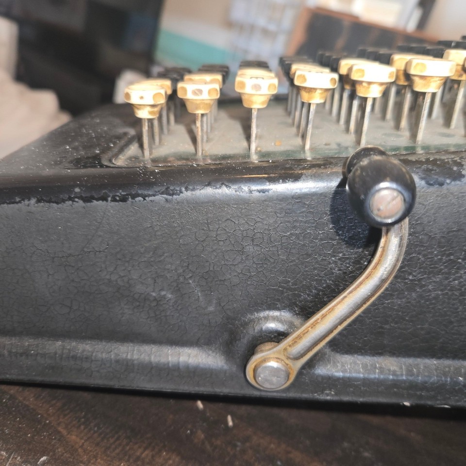 Antique Burroughs Adding Machine Hand Crank Calculator Cast Iron USA ...
