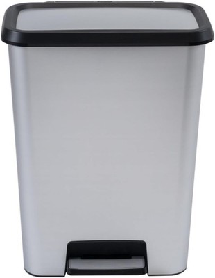 Curver Compatta Abfalleimer mit Pedal, Inhalt 50l, Farbe Inox