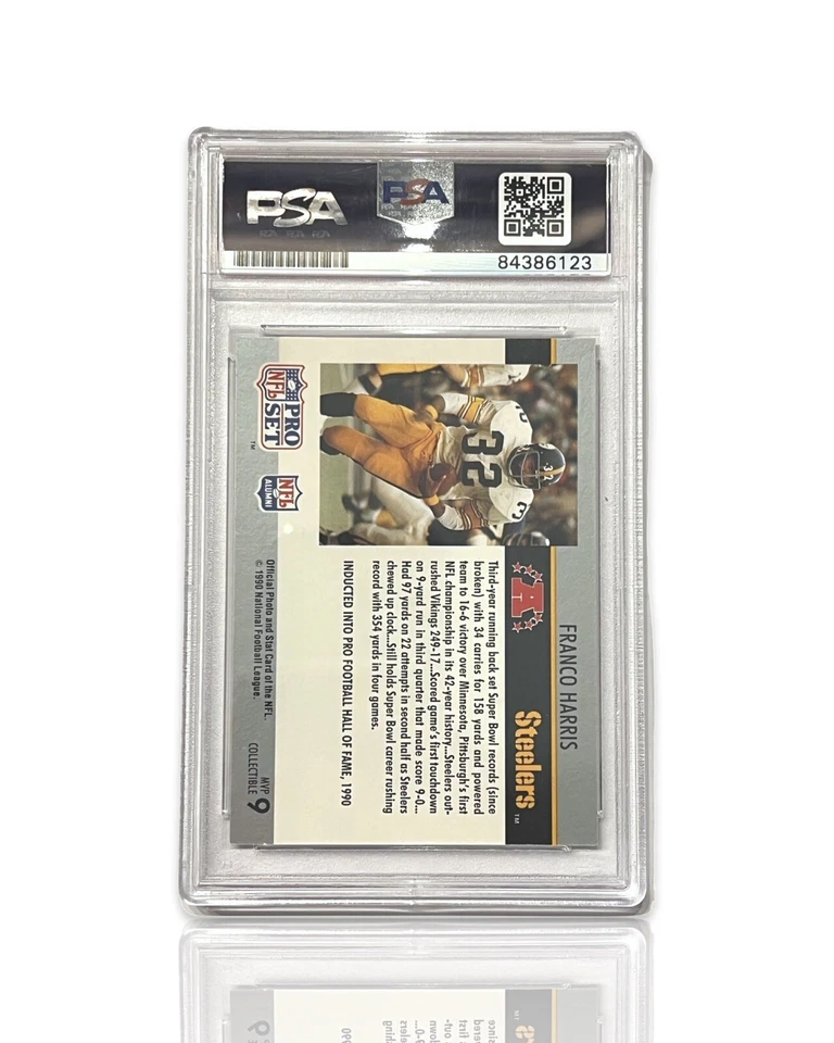 Franco Harris - 1990 SB MVP's signed Pittsburgh Steelers Auto Autograph Card PSA - Image 2 of 3