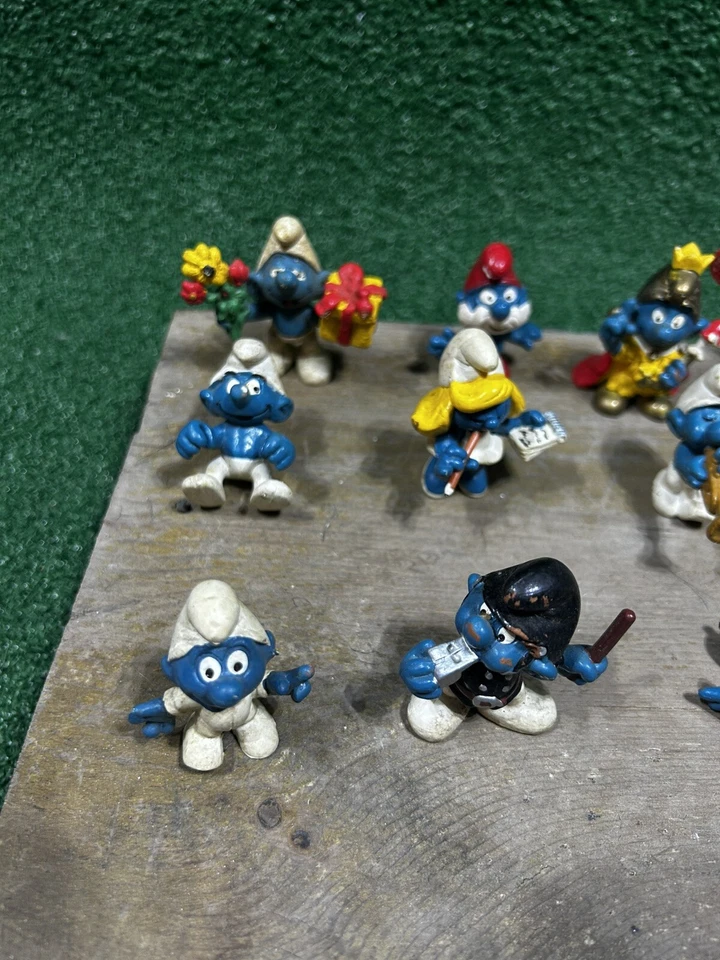 Lote de 14 figuras/juguetes pitufos de colección años 70 80 90 pitufo juguete lote como está Foto 4 de 4