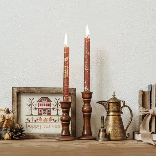 Premium Decorative Tapers - 12" 2PK - Terra Cotta w/Gold - 73301 - Image 3 of 4