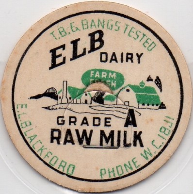 Milk Bottle Cap - ELB Dairy - (Central Point, Oregon OR) - E. L. Blackford