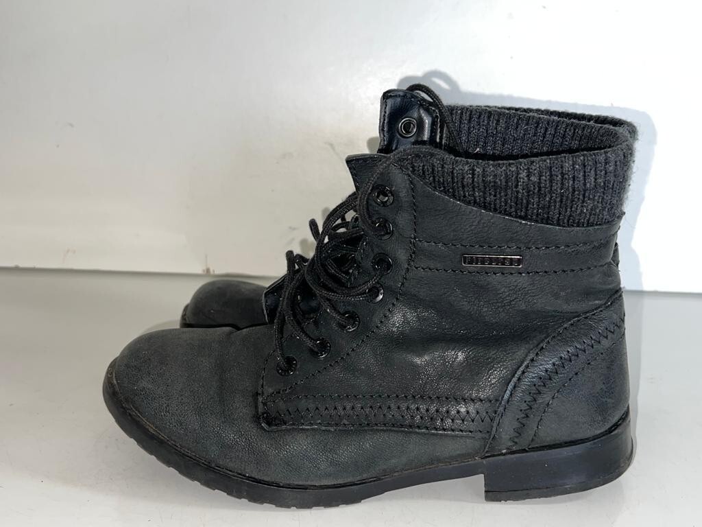 FIRETRAP LADIES BLACK FAUX LEATHER LACE UP ANKLE BOOTS SHOE UK SIZE EUR  37 D80