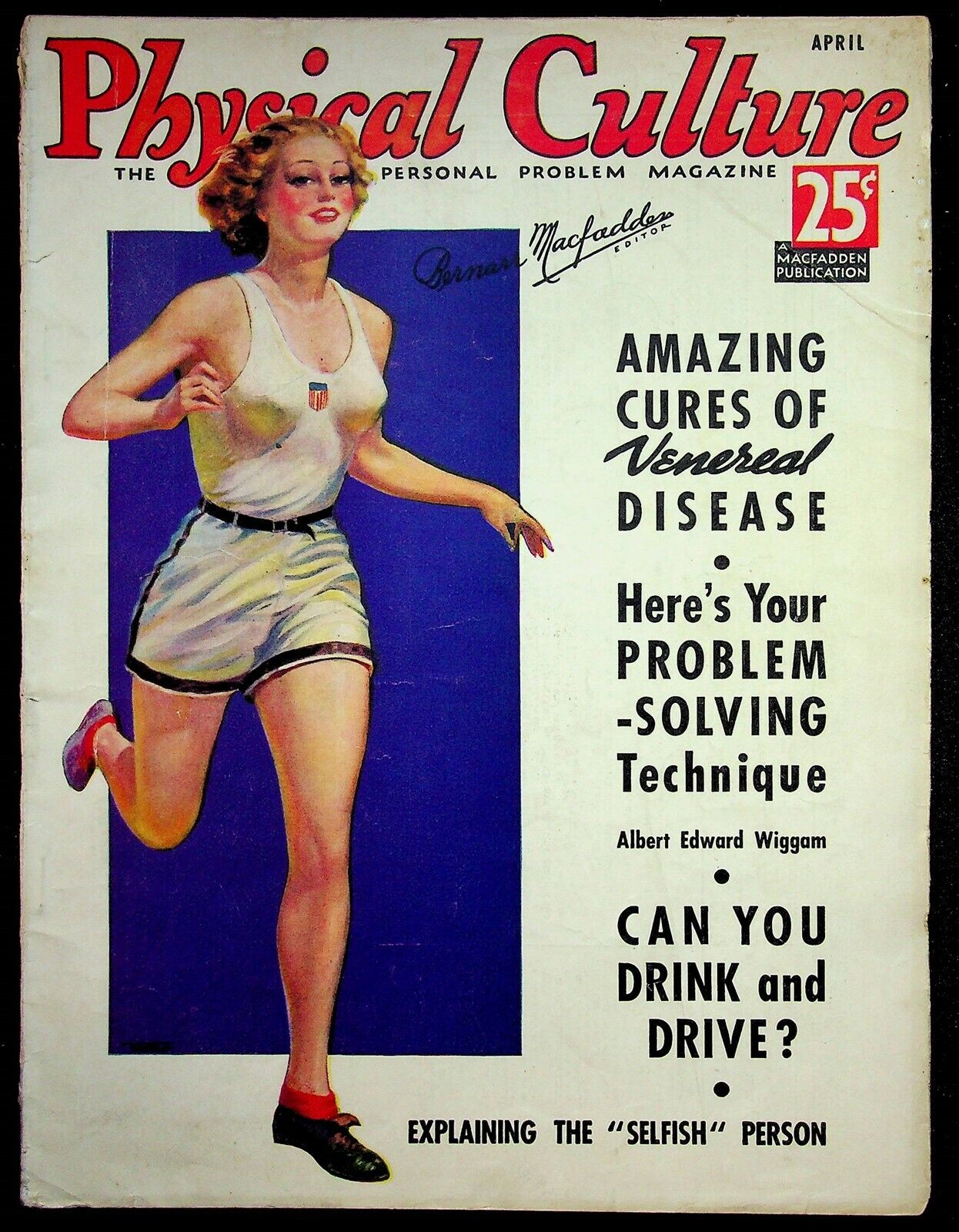 Physical Culture Magazine April 1936 Lady Jogger Cover Wiggam Ga