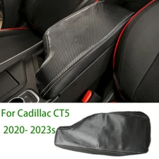 For Cadillac CT5 2020-23s Carbon Leather Central Console Armrest Box Cover Trim