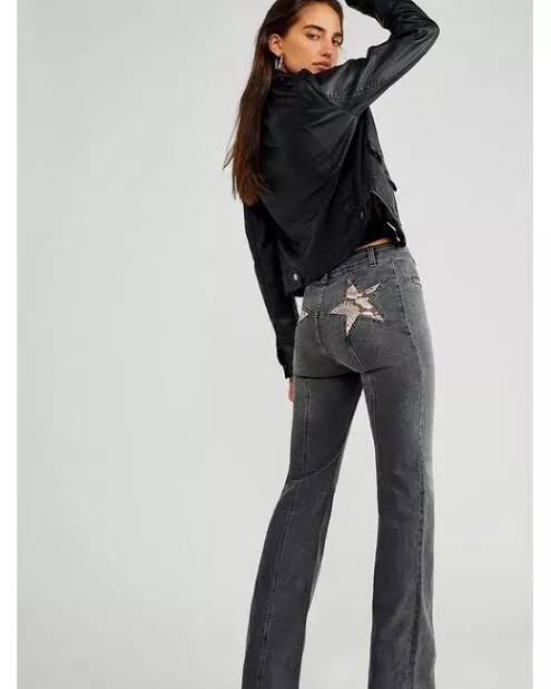 Free People Silver Flare Jeans