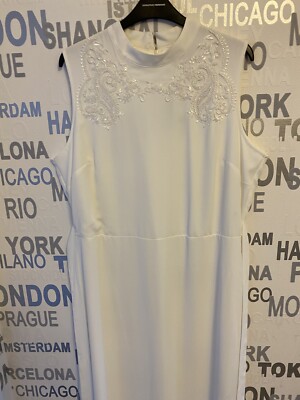 DOROTHY PERKINS KLEID UK16,DE 44,Creme,NEU,US 12,Bestickt,Perlen,Edel,Lang,22G