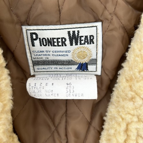 Vtg Pioneer Wear USA Suede Leather Sherpa Lined Western Jacket Men's 46 Brown - Picture 3 of 13