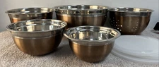 ExcelSteel Mixing Bowl Set, 1.5QT+2.5QT+3QT & Strain+5QT, Copper Stainless Steel